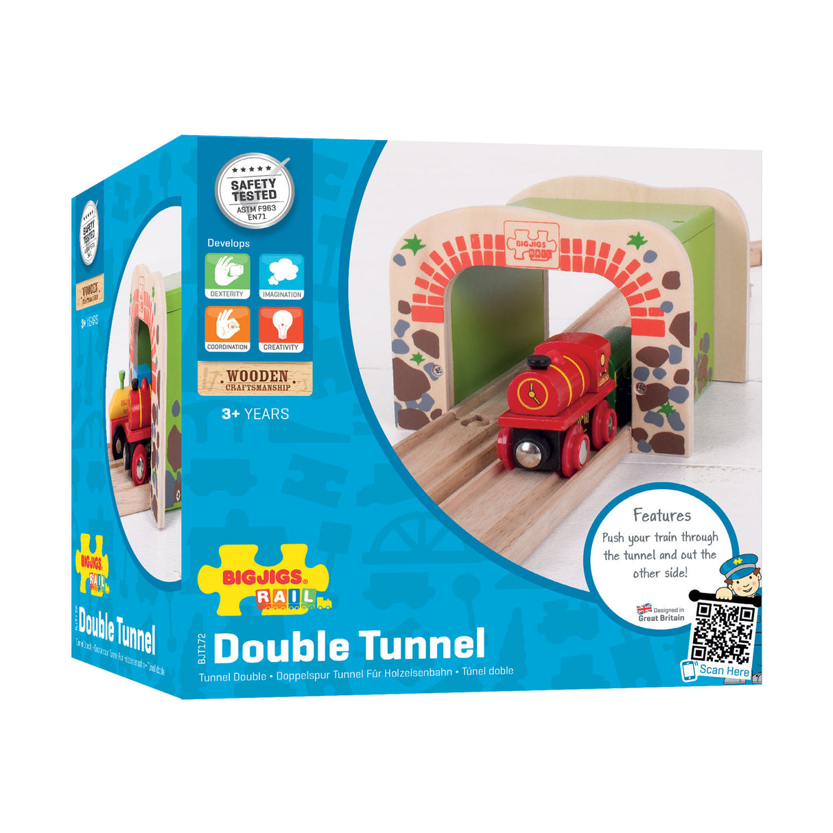 Bigjigs Wooden Rails Double-Track Tunnel