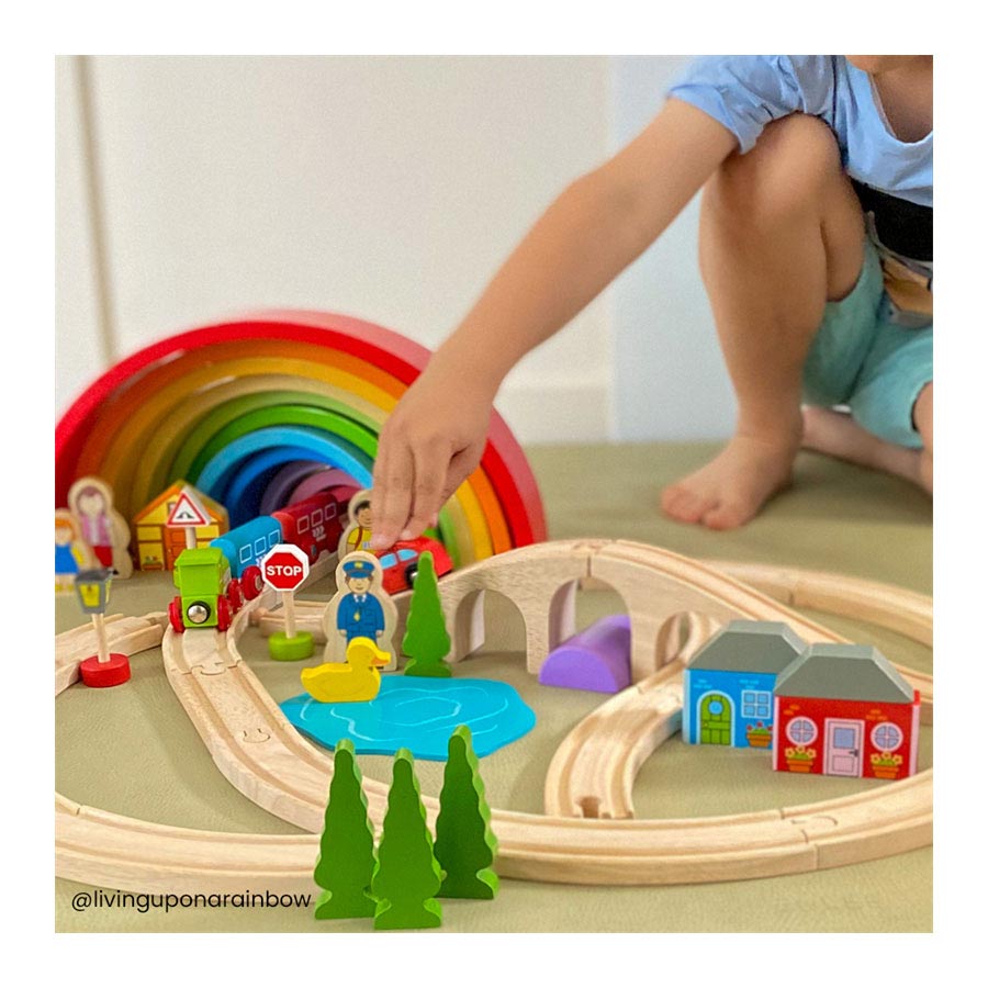 Bigjigs Holzeisenbahn-Set, 26-teilig.