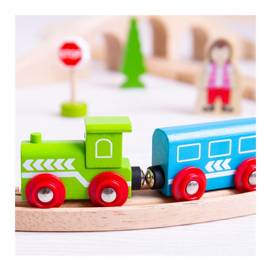 Bigjigs Wooden Train set, 26dlg.