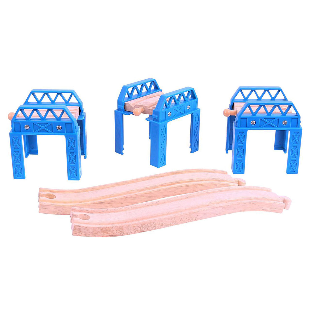 Bigjigs Wooden Rail Bridge Parts, 3..