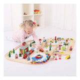 Bigjigs Wooden Train Track and Motorway Set, 105dlg.