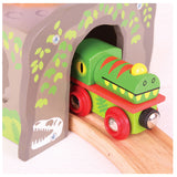 Bigjigs hölzerner Dino-T-Rex-Eisenbahntunnel
