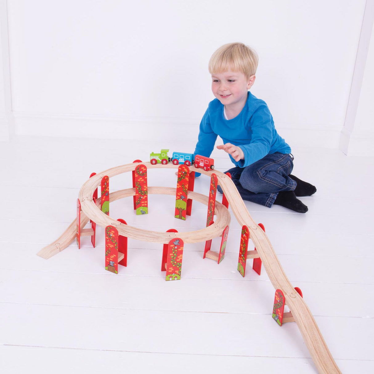 BigJigs Wooden Rails Viaduct Expansion Set, 27DLG.