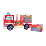 Bigjigs Stapelspiel aus Holz, Feuerwehrauto
