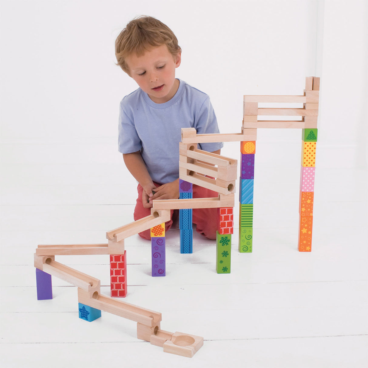 Bigjigs Kugelbahn aus Holz – 53-teilig