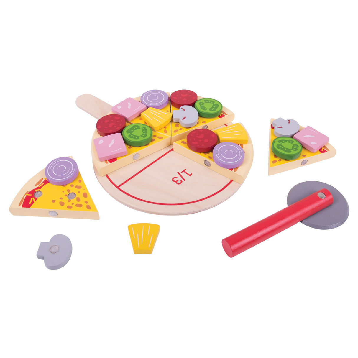 Bigjigs Holzpizza mit Belag