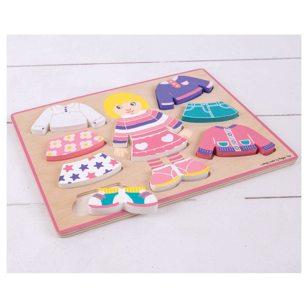 Bigjigs Wooden Dressing Puzzle Girl, 10e.