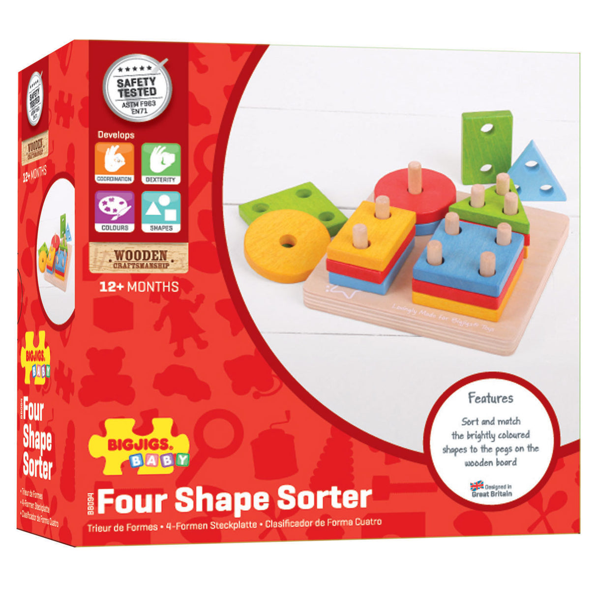 Bigjigs Holzformen-Stapelspiel, 17 Teile.