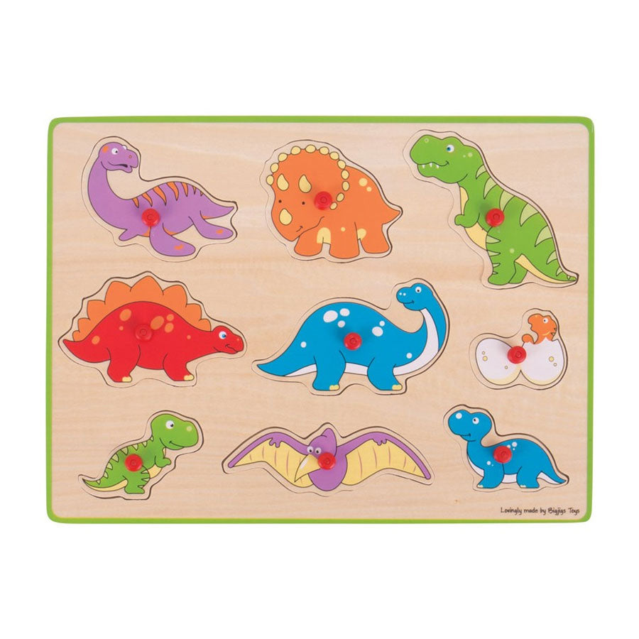 Bigjigs Holz-Studenpuzzle Dinosaurier, 9 Teile.