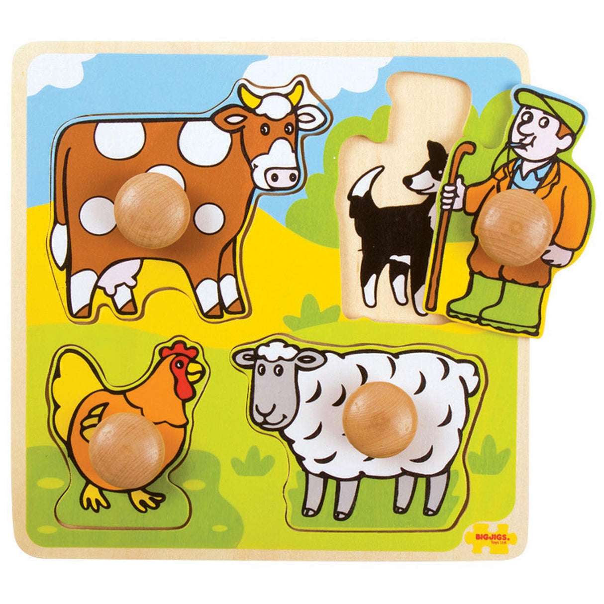 Bigjigs leseni nick puzzle Farm, 4dlg.