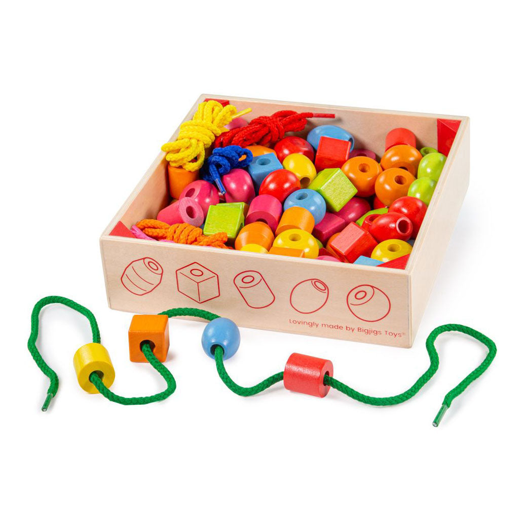 Bigjigs farbige Holzperlen, 95 Stk.