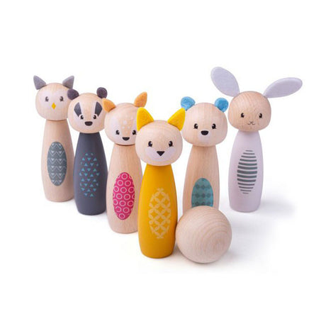 Simply Scandi Bigjigs Toys – Kegelspiel „Waldtiere“ – Holzspielzeug – Kegelspiel aus Holz – 7-teilig