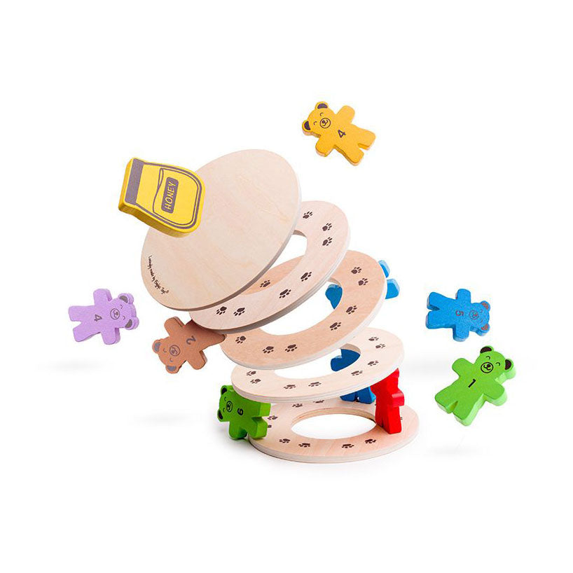 Bigjigs hölzernes Stapelspiel Teddybären.