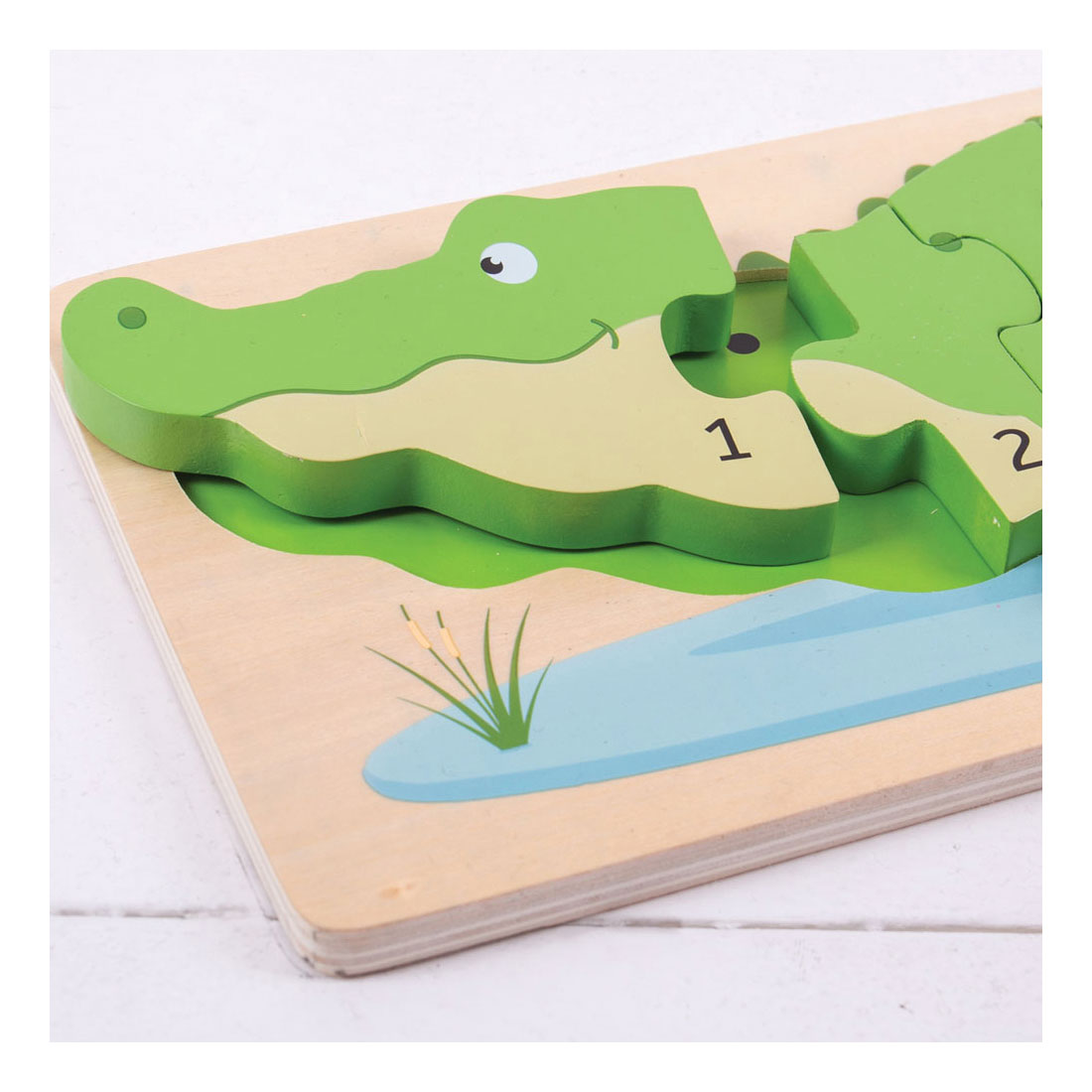 Bigjigs Holz-Zählpuzzle Krokodil, 10-tlg.