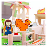 Bigjigs Wooden Play Farm avec accessoires, 48dlg.