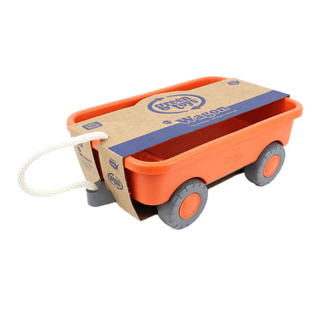 Grünes Spielzeug, orangefarbener Wagen