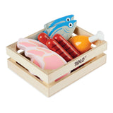 Tidlo Wooden Playets viande et poisson dans la boîte, 8dlg.