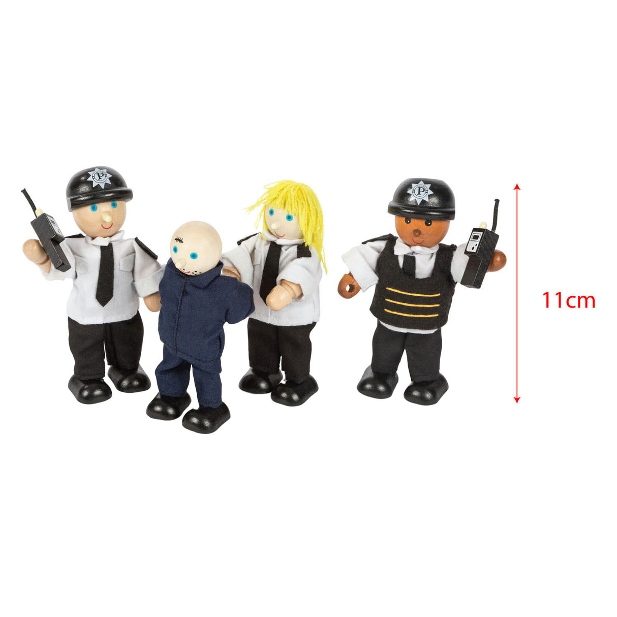 Tidlo Wooden Dollhouse Dolls Police and Crook, 4st.