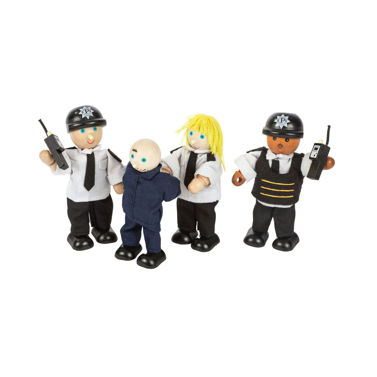 Tidlo Wooden Dollhouse Dolls Police and Crook, 4st.