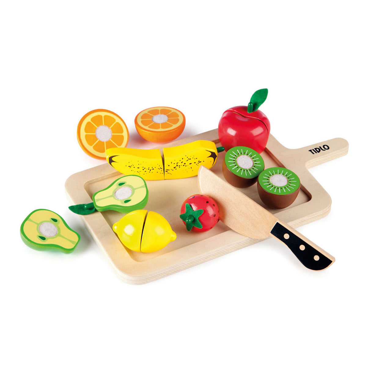 Tidlo Holz-Spielset zum Schneiden von Früchten, 16-teilig.