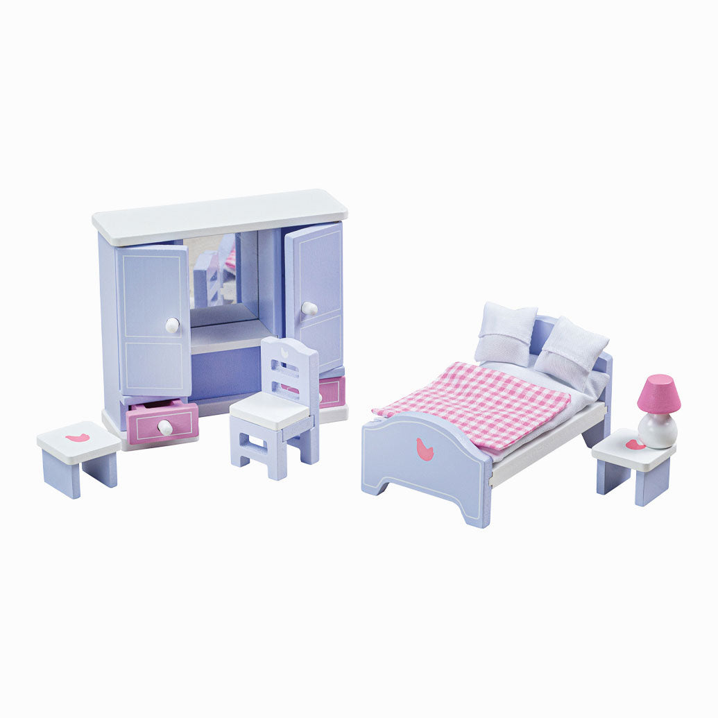 Tidlo Wooden Dollhouse nábytek ložnice, 6dlg.