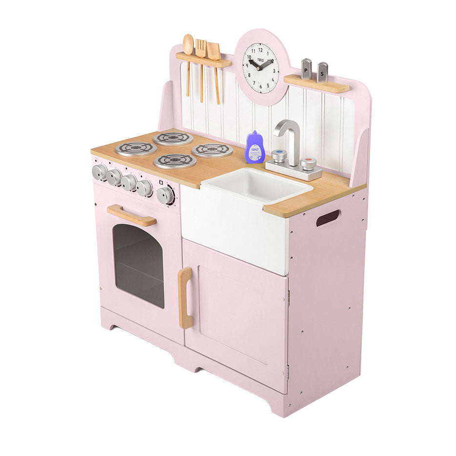 Tidlo Wooden Play Kitchen rural rosa, 7dlg.