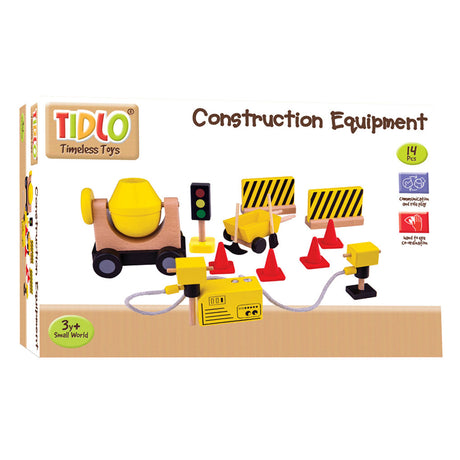 Tidlo Wooden Dollhouse Construction Workers Material de construcción, 13dlg.