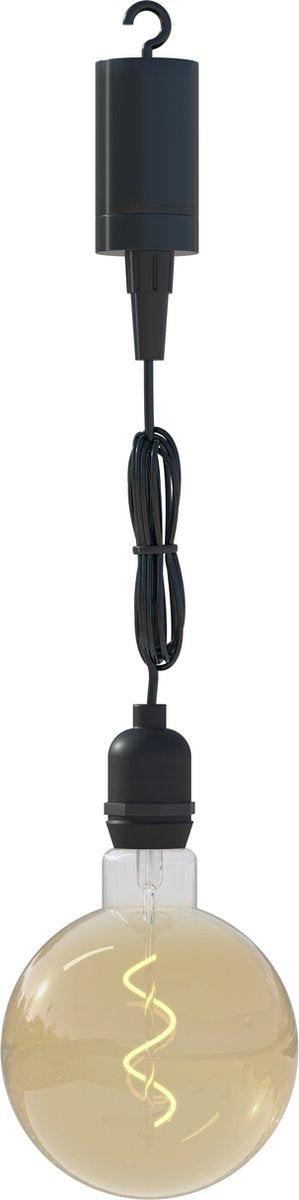 Calex hanglamp voor buiten - pendel buitenverlichting op batterij - goud - filament lichtbron - zwart