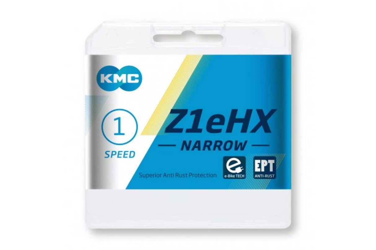 Kmc z1ehx étroit ept extra long 128 schakels e -bike verrouillage - broche de 7,8 mm - argent foncé