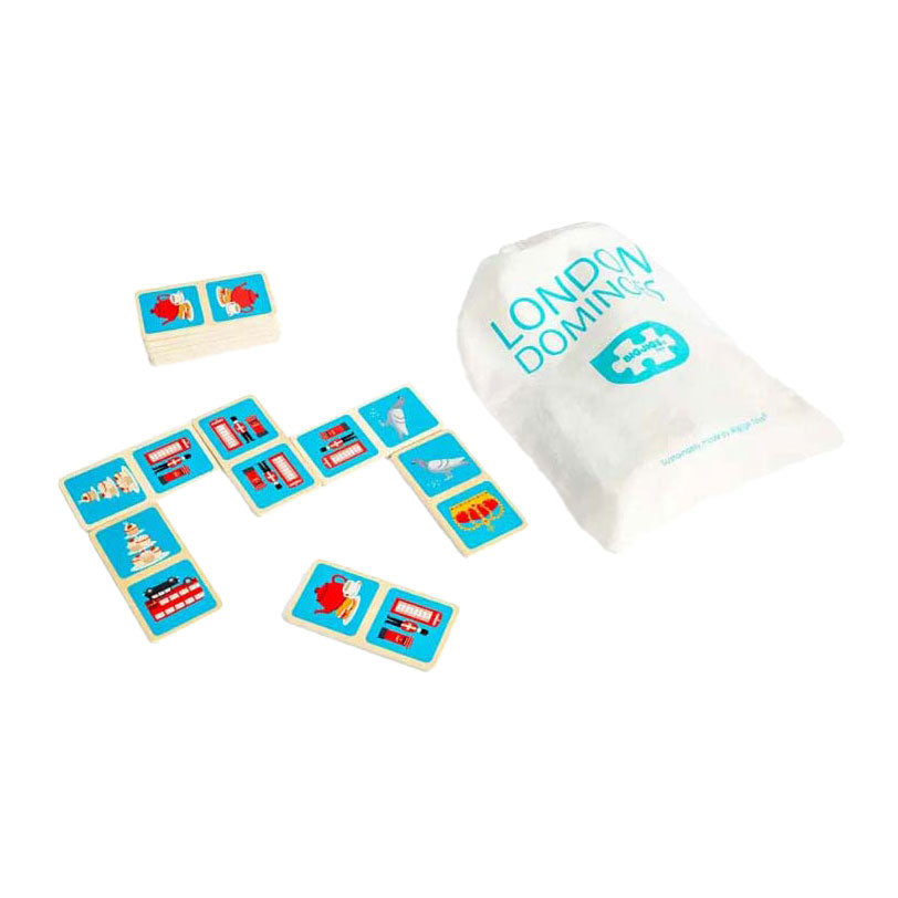Bigjigs London-Dominospiel aus Holz, 28 Teile.