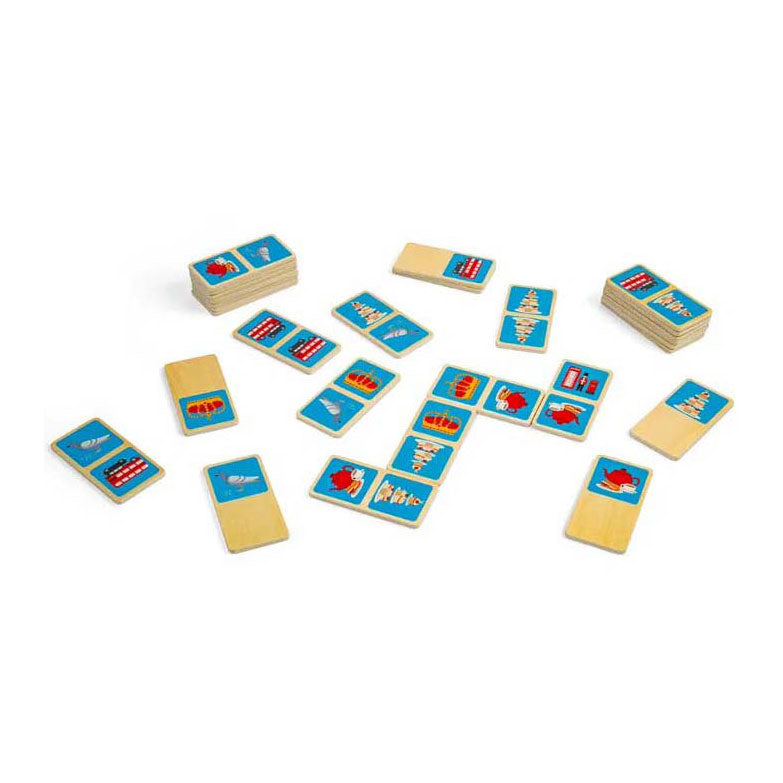 Bigjigs London-Dominospiel aus Holz, 28 Teile.