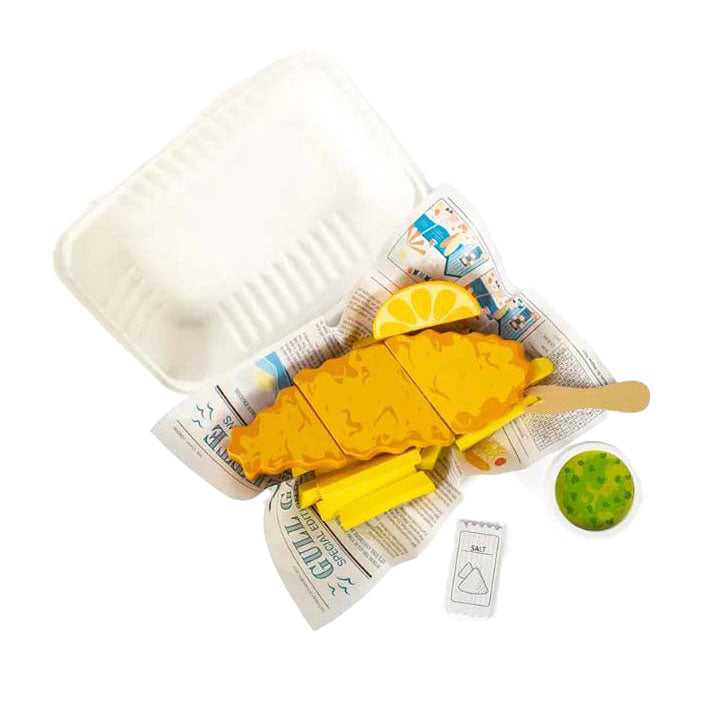 Bigjigs Fish and Chips-Spielset aus Holz, 26-teilig.
