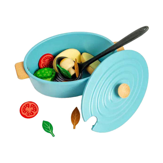 Bigjigs Eintopf-Spielset aus Holz, 17-teilig.