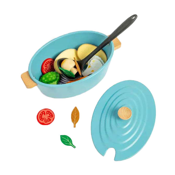 Bigjigs Eintopf-Spielset aus Holz, 17-teilig.