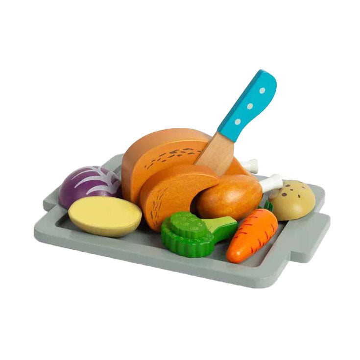Bigjigs Holzbraten-Dinner-Spielset, 12-teilig.