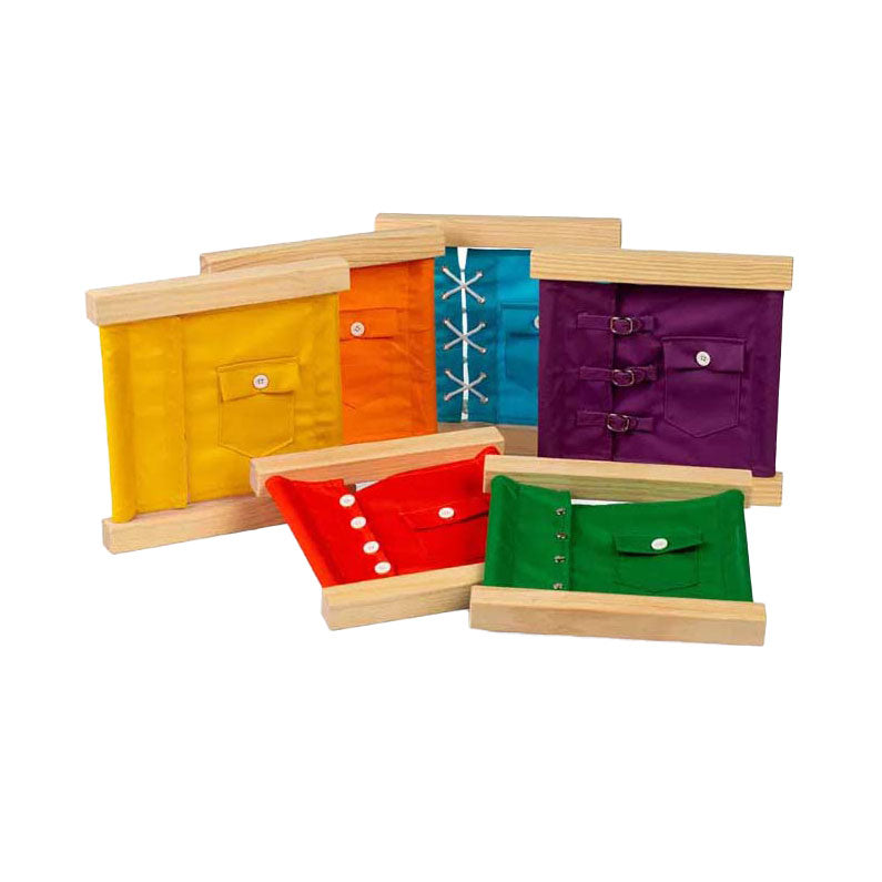 Bigjigs Holzverschluss- und Knopfrahmen, 6 Stück.