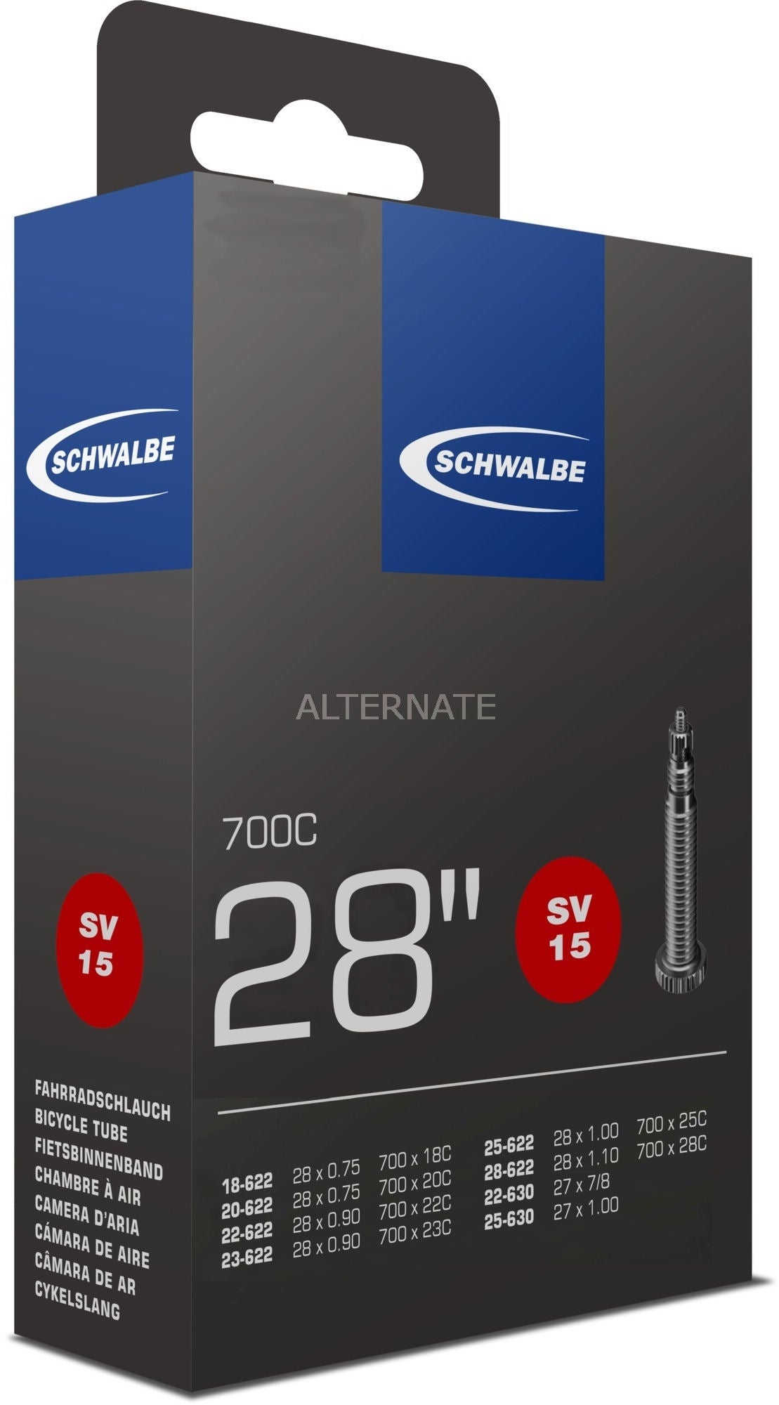 Schwalbe Vnitřní trubice 27 28 x 0,75 1,10 (18 28-622 630) FV 50 mm