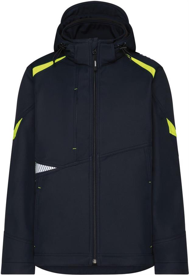 Dassy Softshell Kalama Polyester Nachtblau fluoreszierend Gelb XL