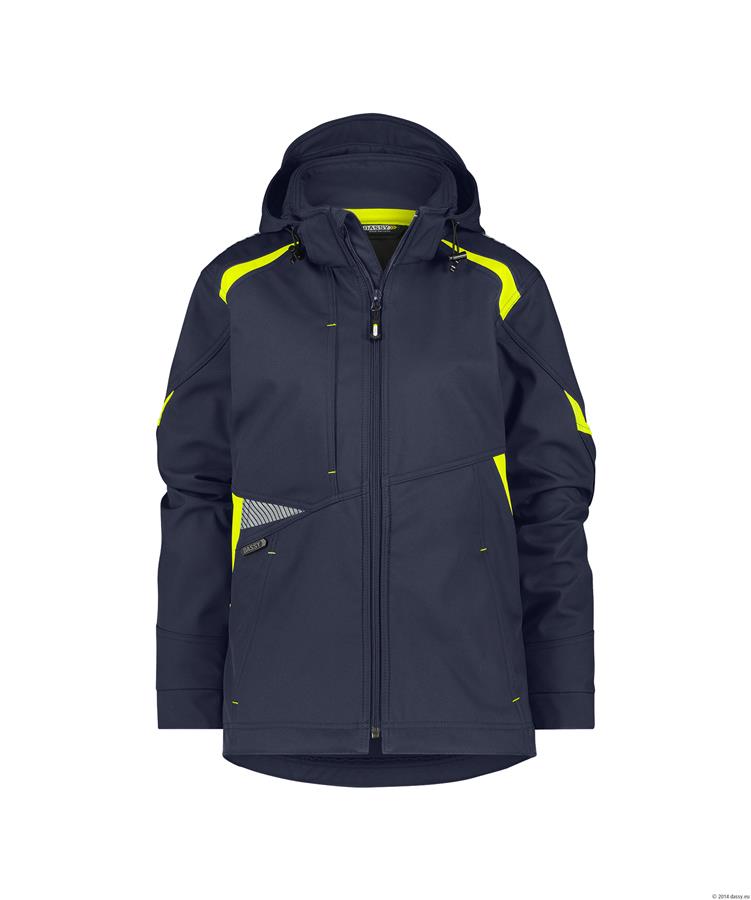 Dassy softshell kalama women polyester night blue fluorescent yellow m