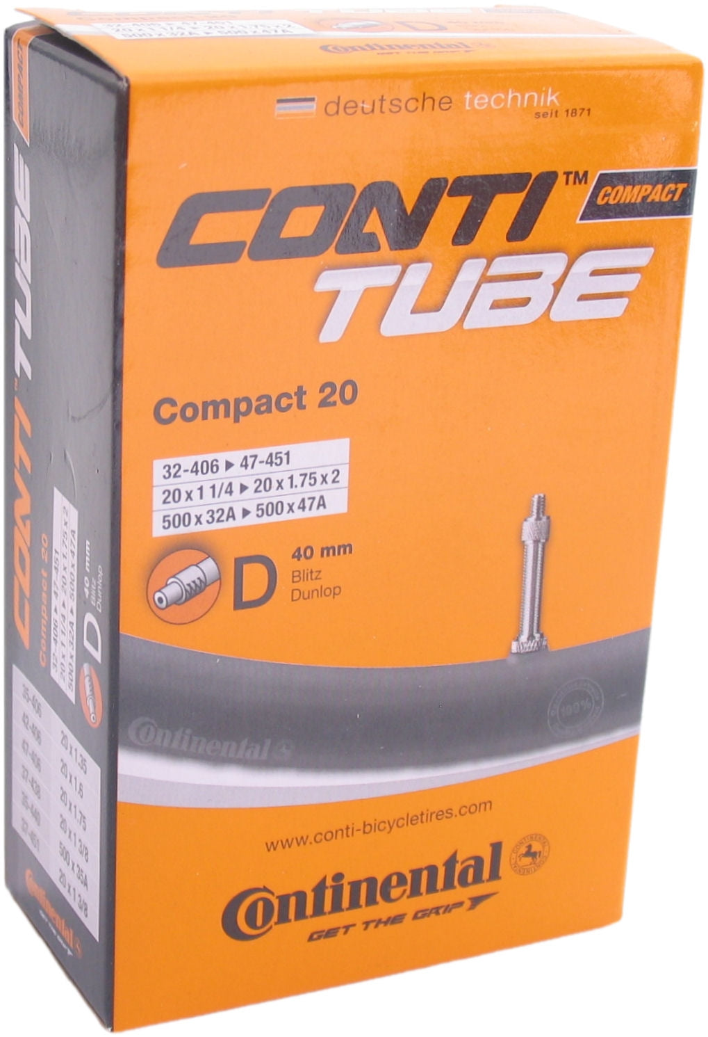 Tube intérieur continental DV7 compact 20 pouces 32 47406-451 dv 40 mm