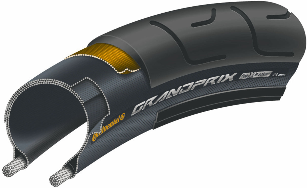 Continental Grand Prix Racing Bike Tire 700x23c Banda de alambre negra