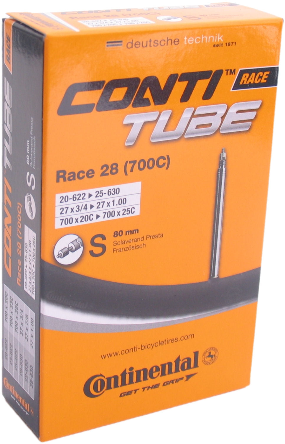 Continental Inner Tube 28 Poinch Race 20-622 25-630 SV 80mm Box