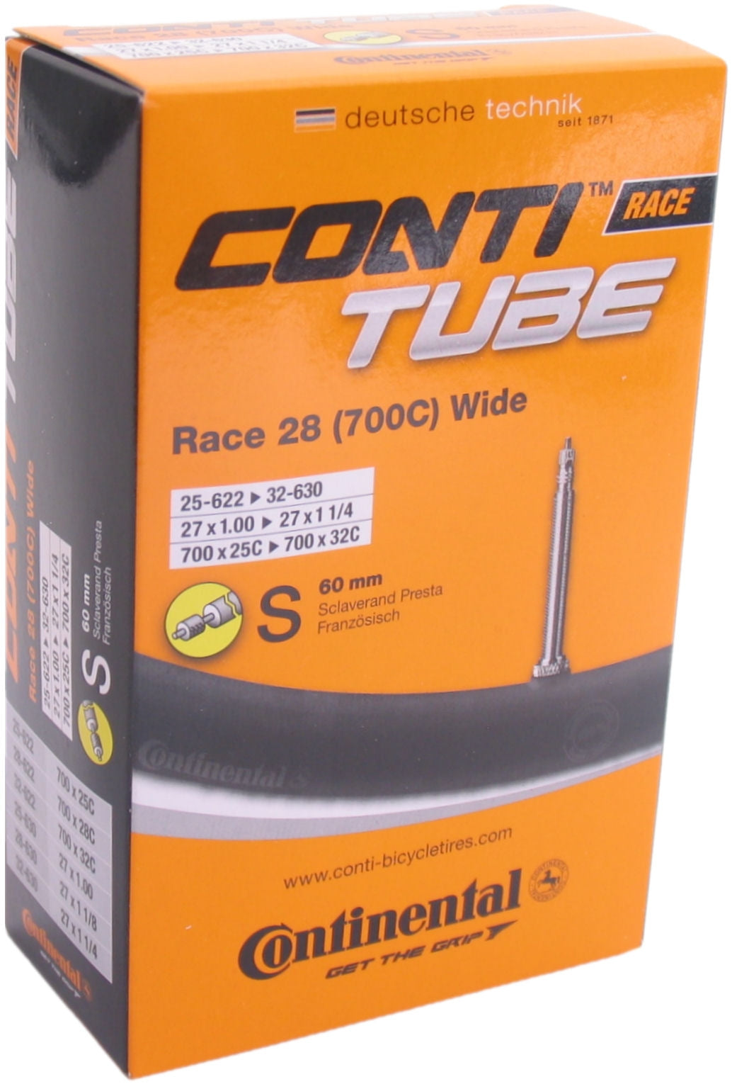 Continental Inner Tube 28inch Race bred 25-622 32-630 SV 60mm låda