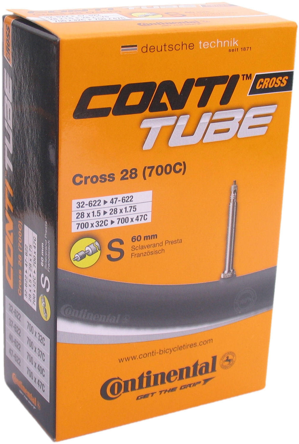 Continental Inner Tube Cross 28 32 47-622 FV SV 60mm