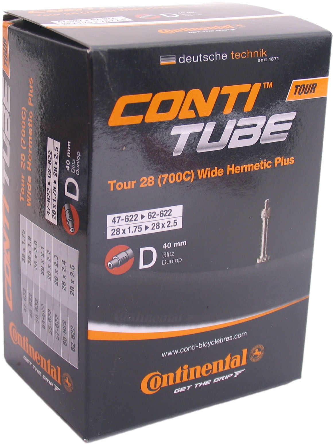 Tube intérieur continental Hermetic plus DV19 47 62-622 DV 40 mm