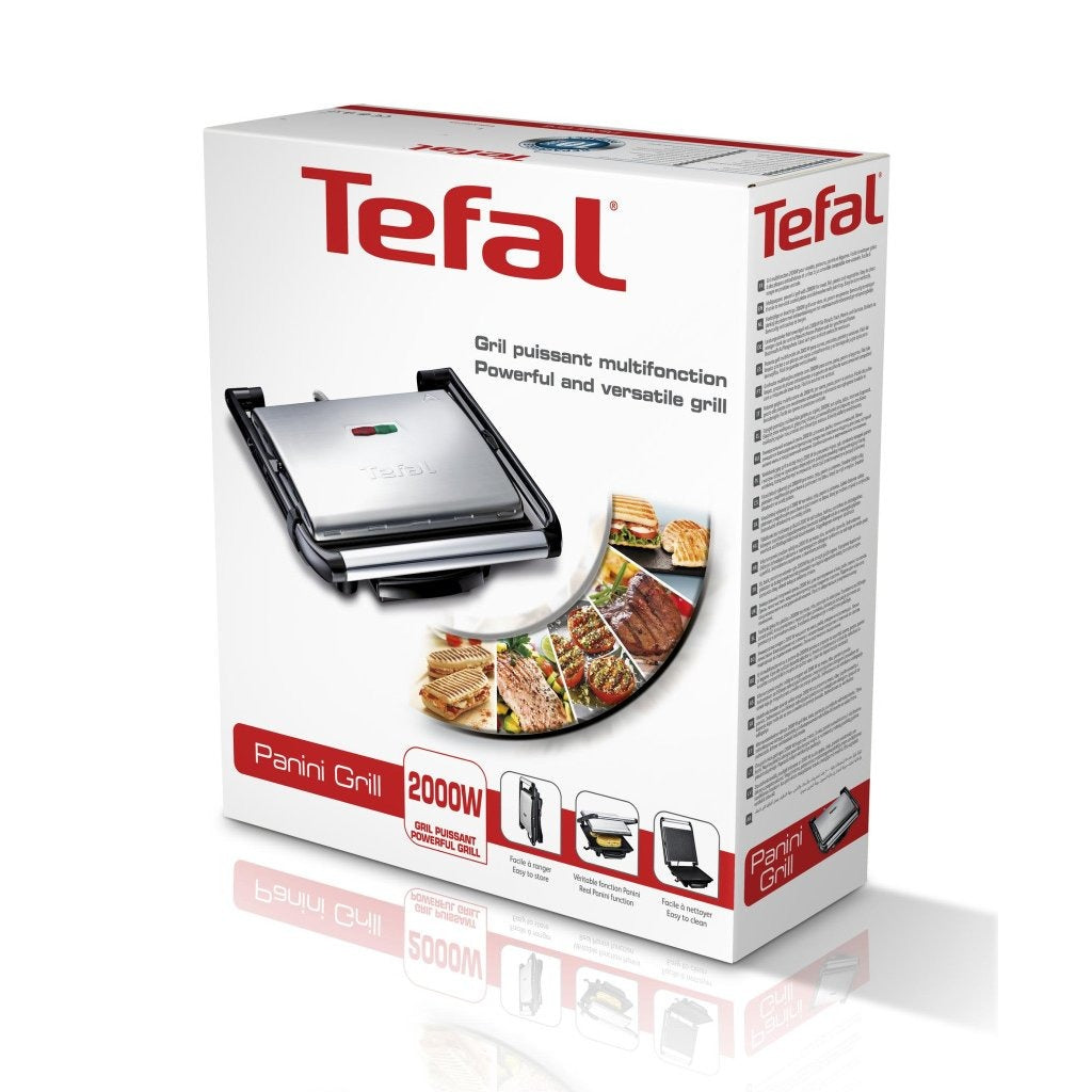 Tefal GC241D Multifunktions-Paninigrill 2000 W aus schwarzem Edelstahl