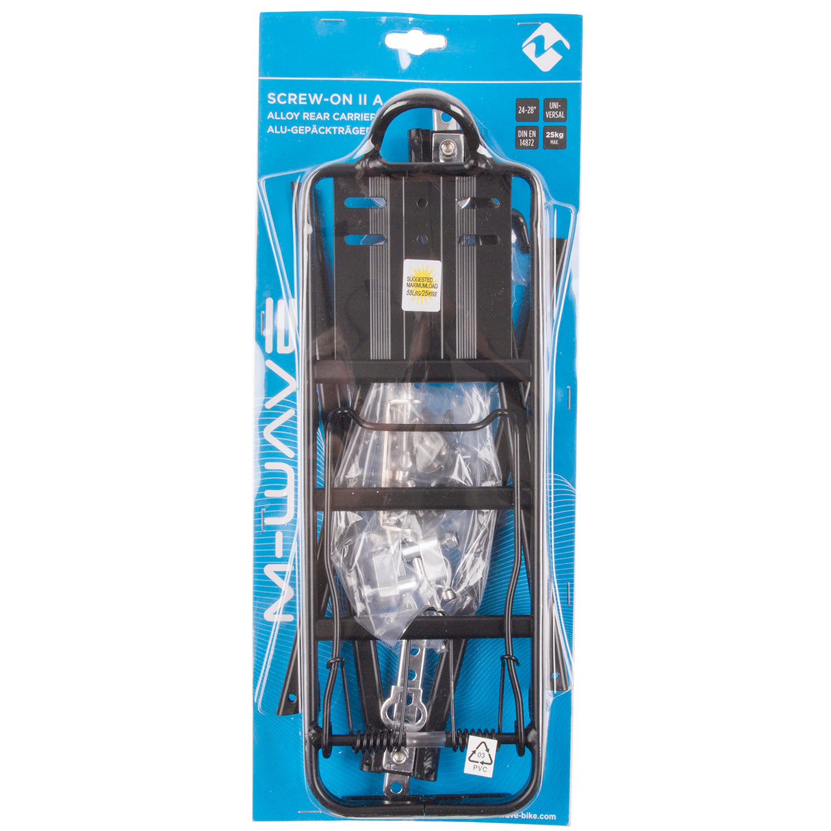 M-Wave Gepäckregal Universal, schwarzes Aluminium 26 28 Zoll (Hanging-Paket)