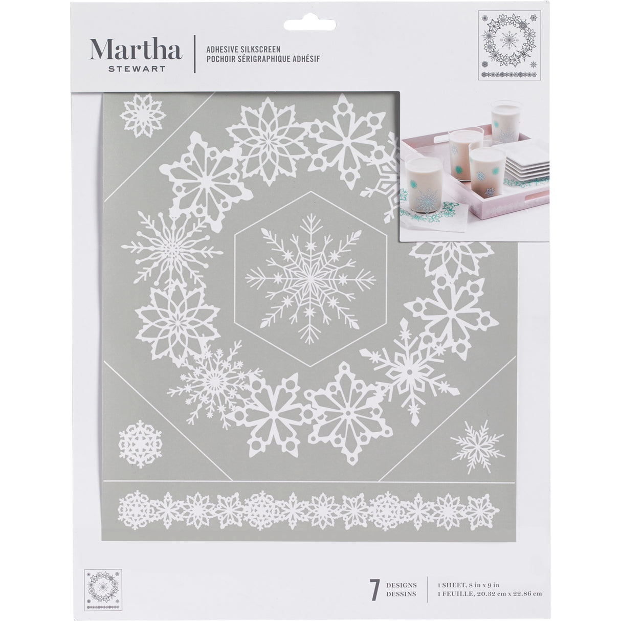 Martha Stewart • selbstklebende Siebdruck-Schneeflockenkränze x1