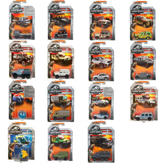 Mattel Jurassic World Matchbox Diecast Collection (Legacy Movie), sortiert