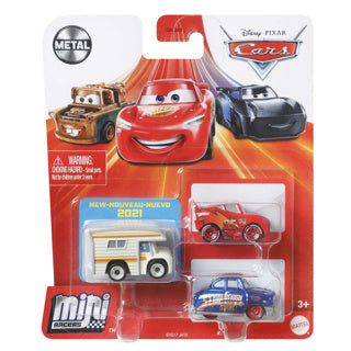 Mattel Cars Disney Mini Racer, 3er-Pack, sortiert